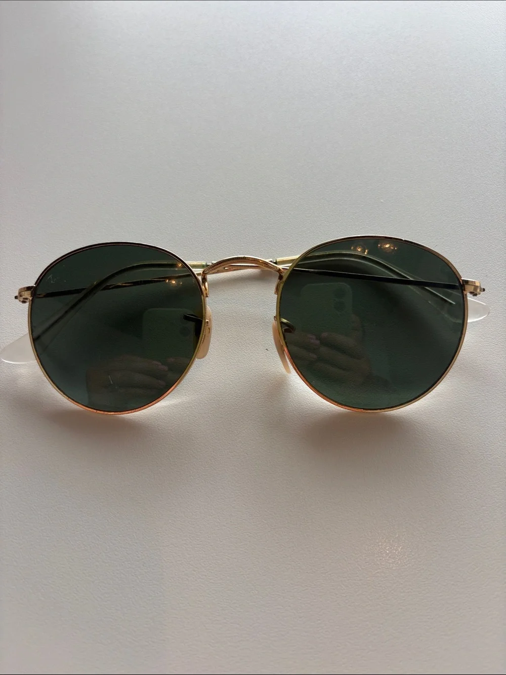 Ray-Ban Gold Frame Sunglasses with Dark Green Lenses